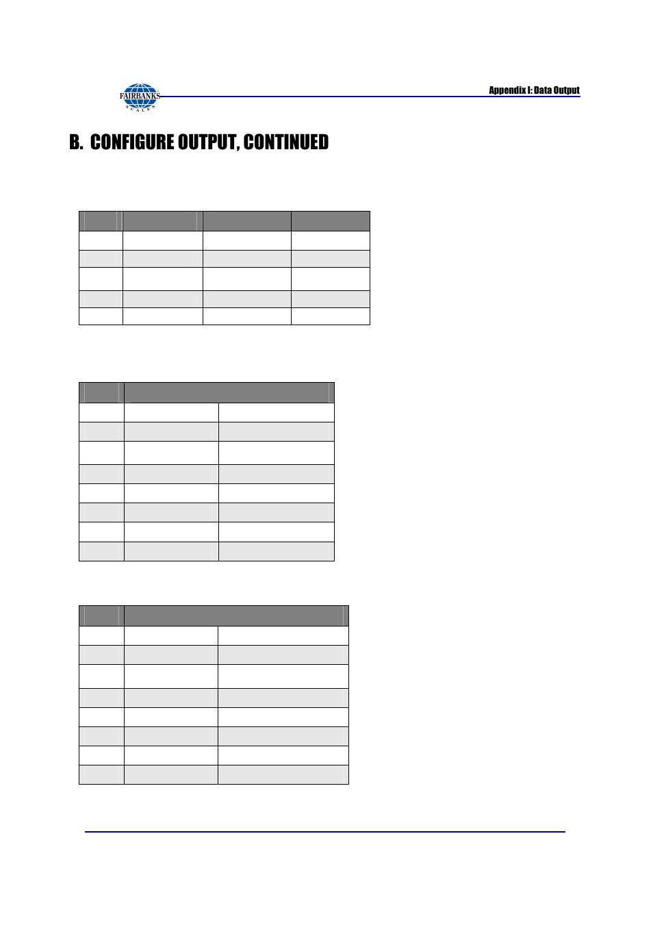 B. configure output, continued, Fairbanks data format increment size, Status code (word) b | Status code (word) c | Fairbanks FB6002 INSTRUMENTATION User Manual | Page 75 / 83