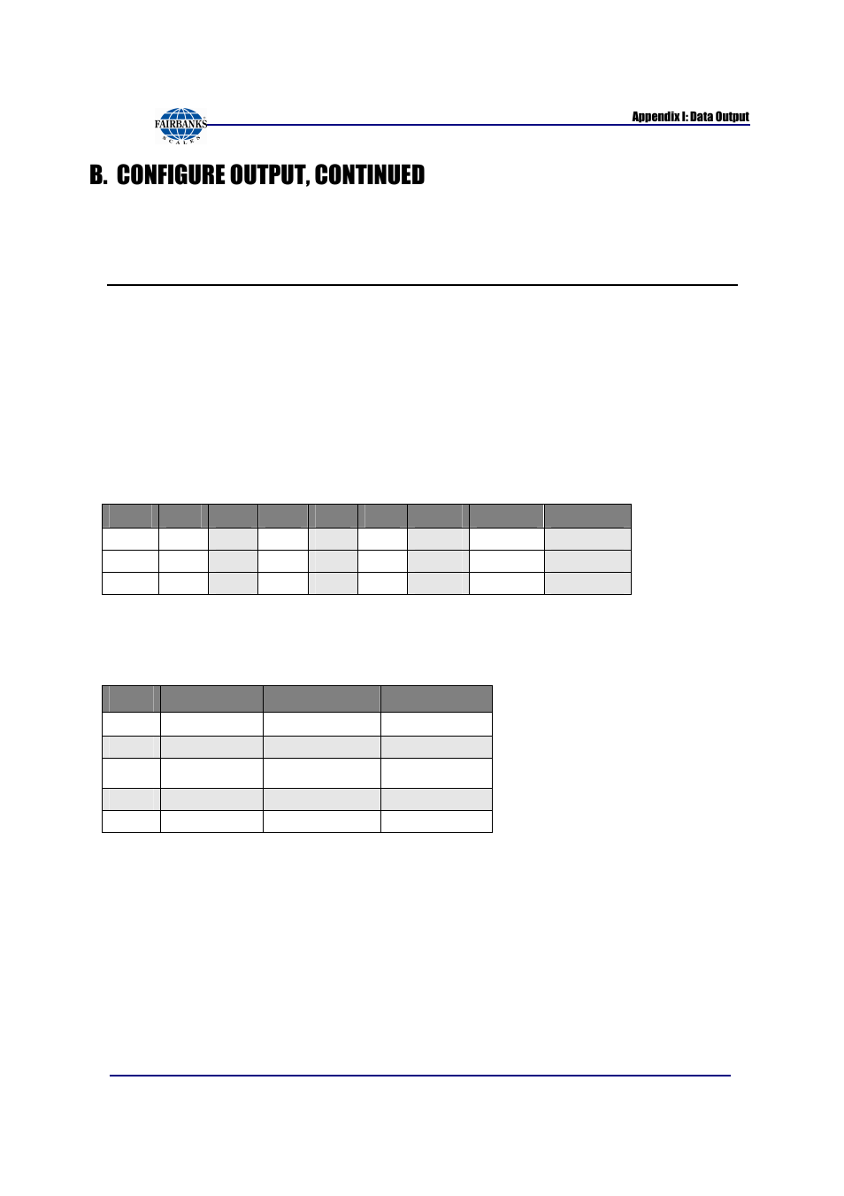 B. configure output, continued, Toledo data format, Status code (word) a | Increment size | Fairbanks FB6002 INSTRUMENTATION User Manual | Page 76 / 83