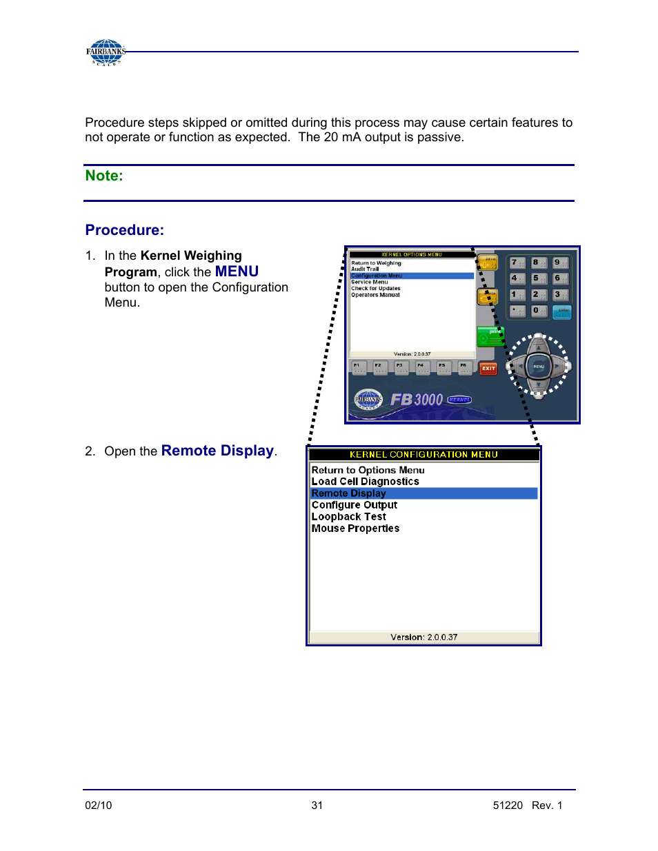 20 ma serial current loop programming | Fairbanks FB3000 II Operators Manual User Manual | Page 31 / 68