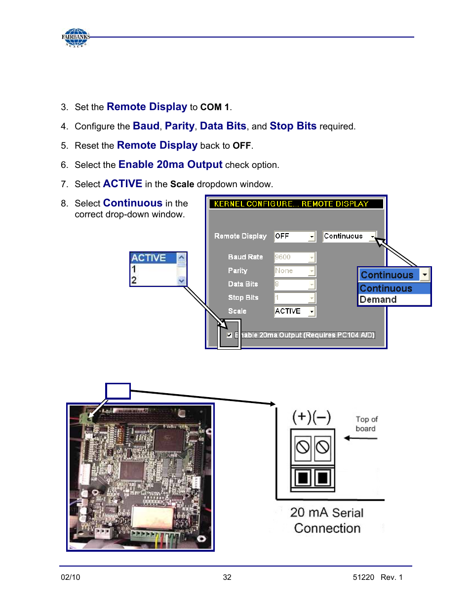 20ma serial current loop programming, continued | Fairbanks FB3000 II Operators Manual User Manual | Page 32 / 68