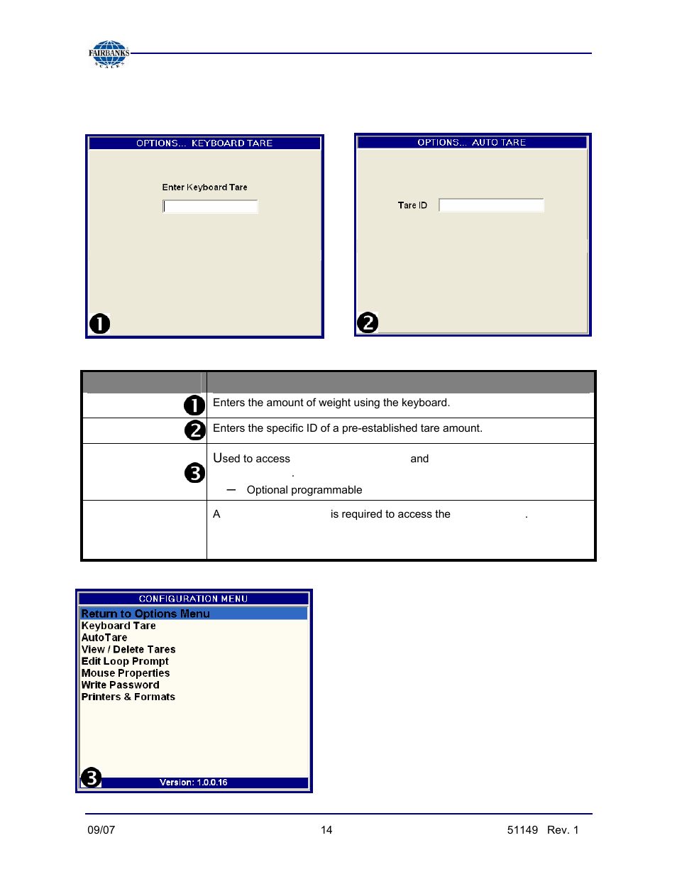 Options menu descriptions, continued | Fairbanks FB3000 Inbound/Outbound  Program Operators Manual User Manual | Page 14 / 40