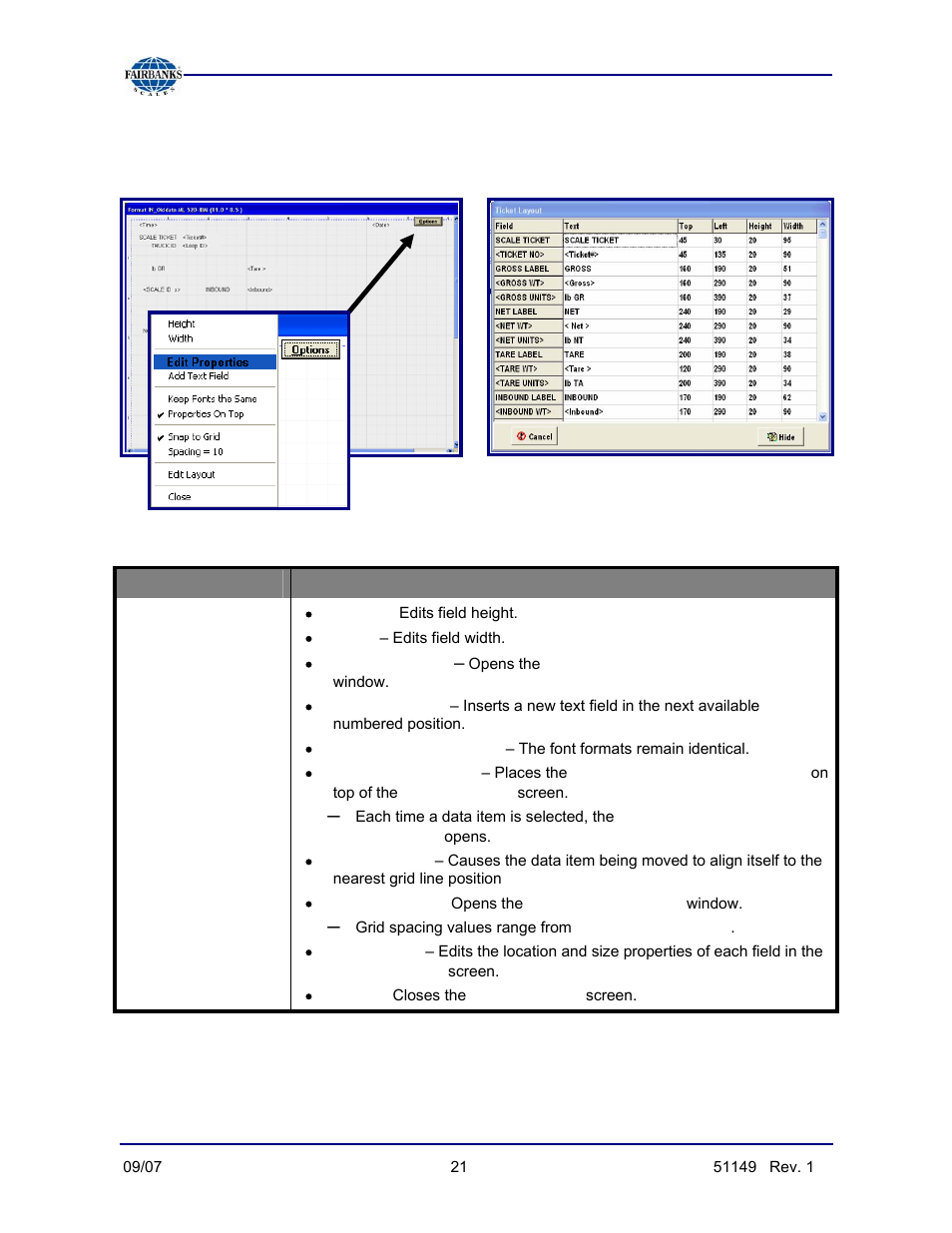 Options button | Fairbanks FB3000 Inbound/Outbound  Program Operators Manual User Manual | Page 21 / 40