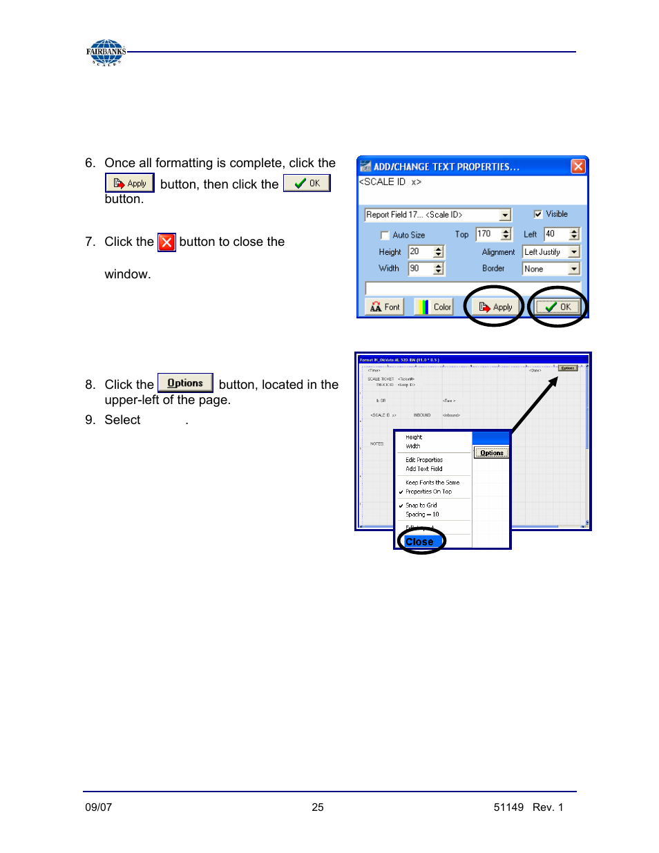 Ticket formatting steps, continued | Fairbanks FB3000 Inbound/Outbound  Program Operators Manual User Manual | Page 25 / 40