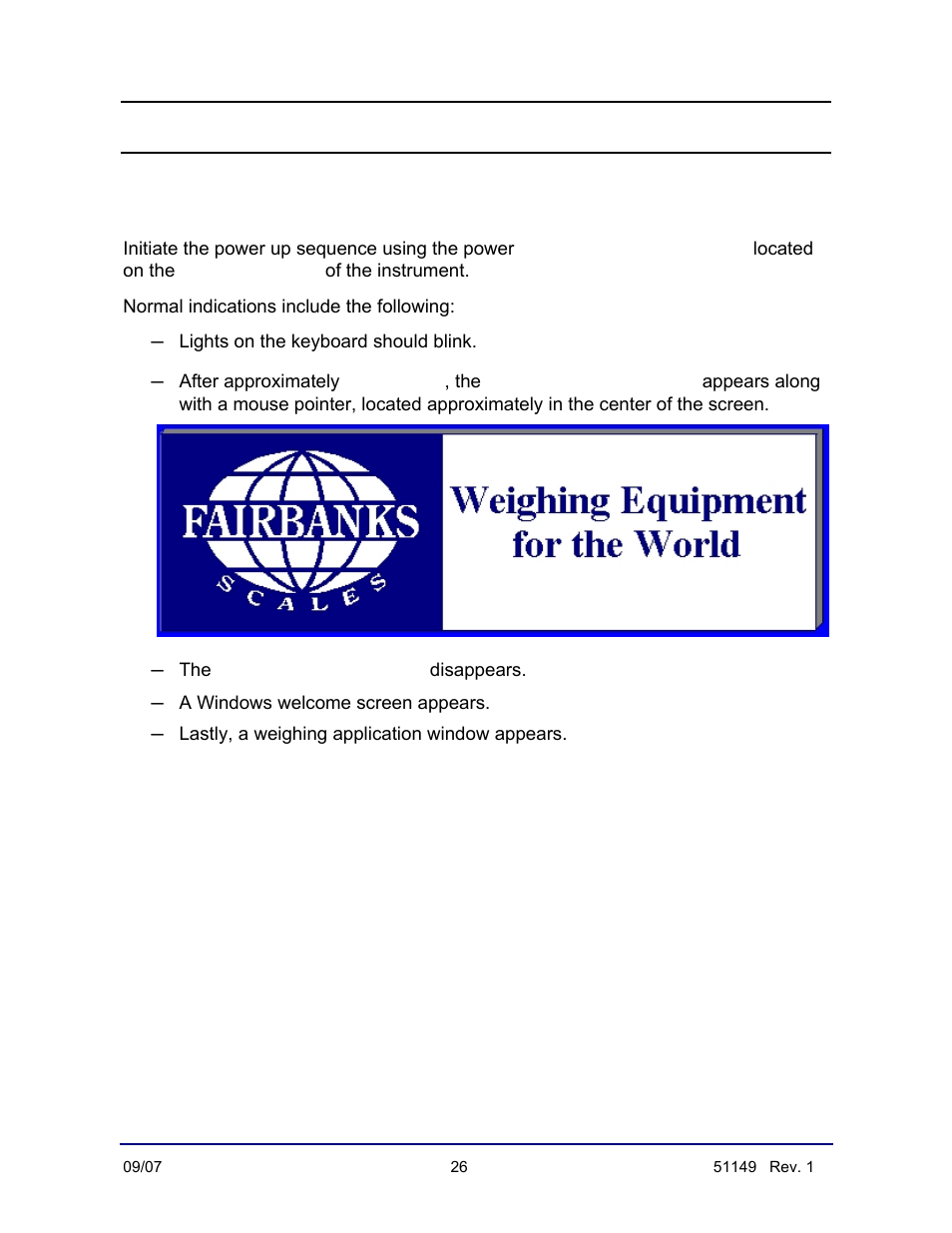 System boot-up procedure, Fairbanks logo | Fairbanks FB3000 Inbound/Outbound  Program Operators Manual User Manual | Page 26 / 40