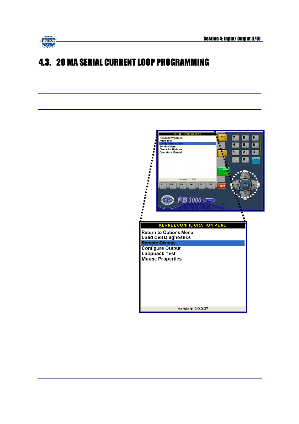 20 ma serial current loop programming | Fairbanks FB3000 Kernel Program Operators Manual User Manual | Page 30 / 69