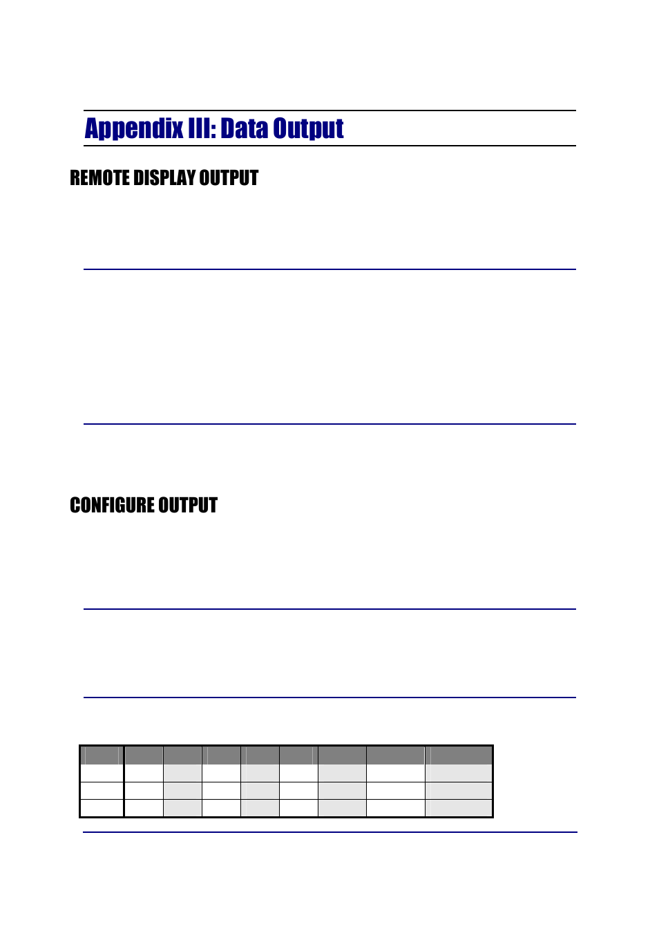 Appendix iii: data output, Remote display output, Configure output | Fairbanks FB3000 Kernel Program Operators Manual User Manual | Page 52 / 69