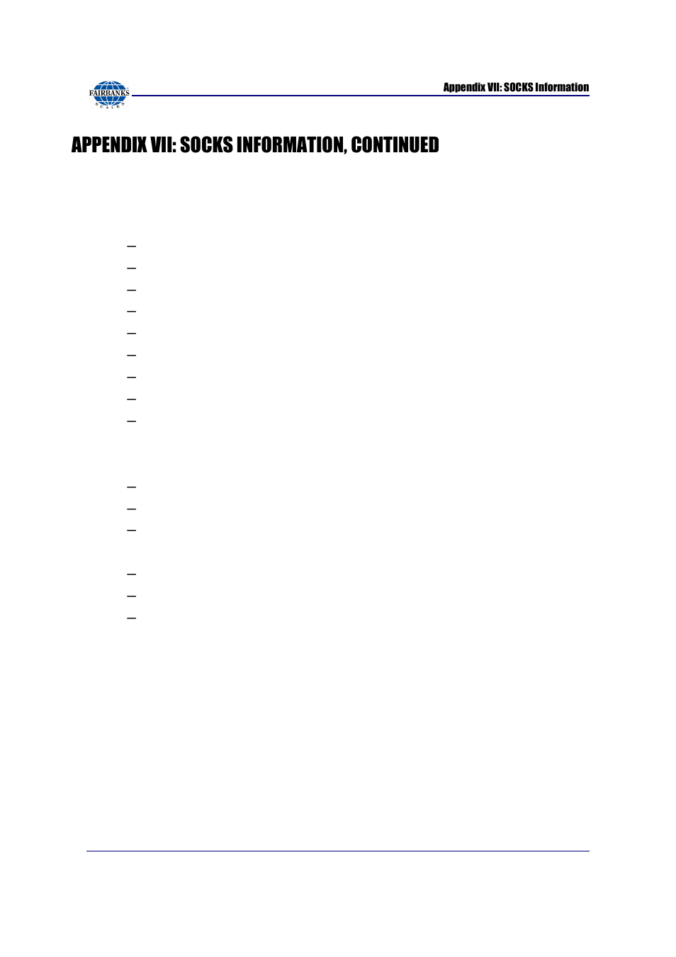 Appendix vii: socks information, continued, Server response | Fairbanks FB3000 Kernel Program Operators Manual User Manual | Page 64 / 69