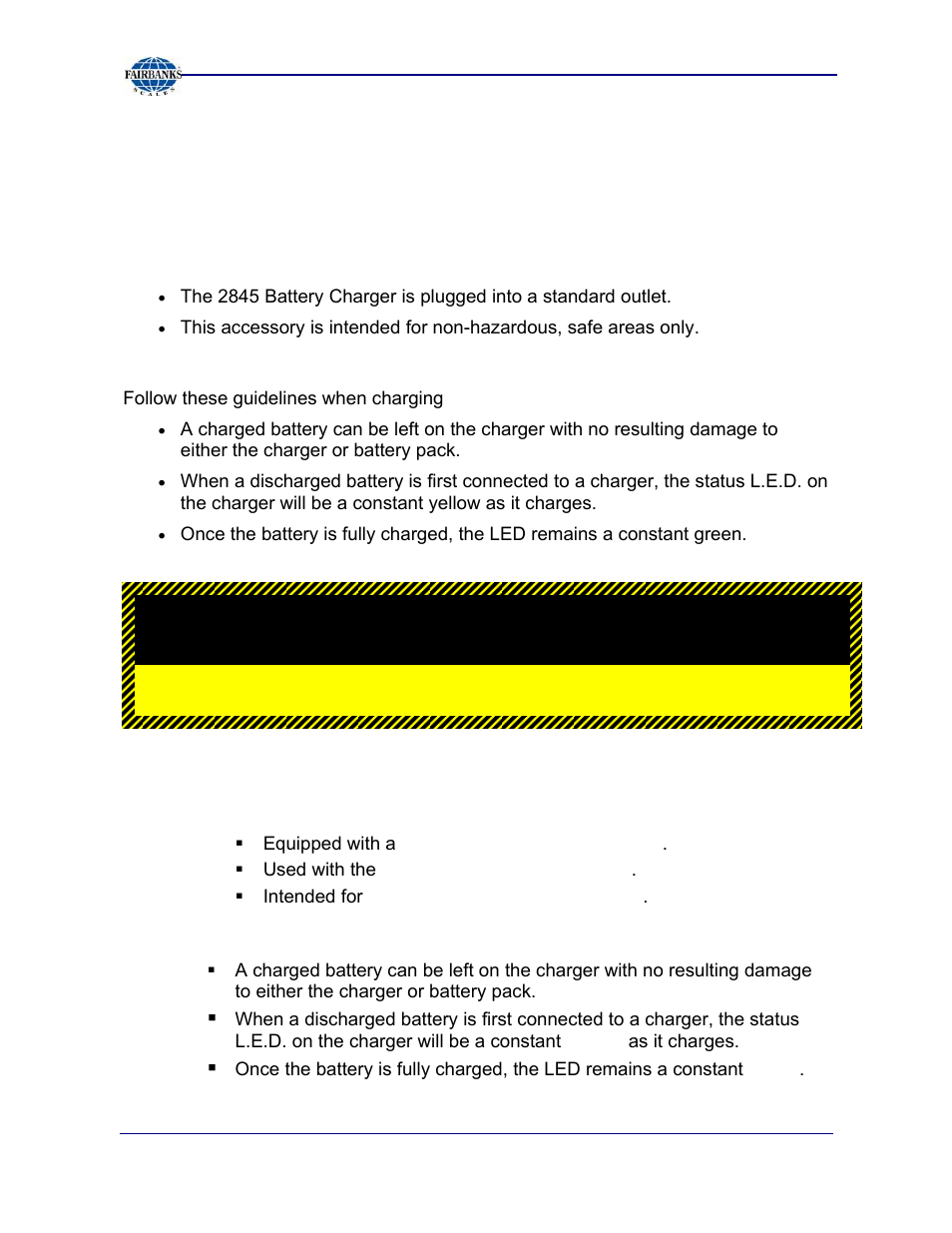 Accessories, continued, Battery surfaces get very hot during recharging | Fairbanks 2800 Series Intrinsically Safe Instrument User Manual | Page 11 / 73