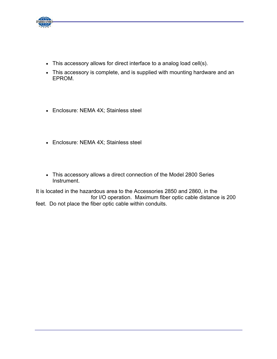 Accessories, continued | Fairbanks 2800 Series Intrinsically Safe Instrument User Manual | Page 14 / 73