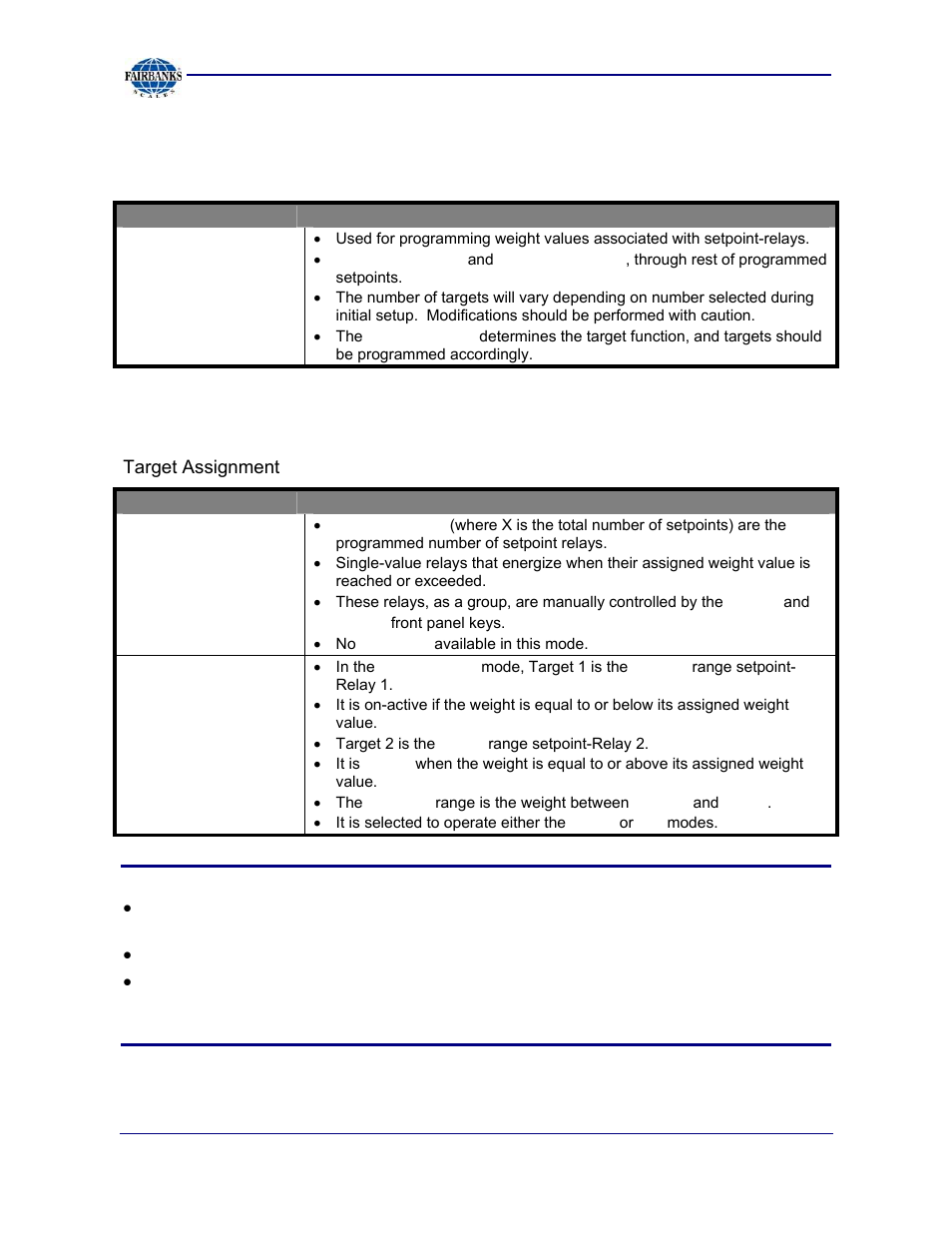 I/o menu descriptions, continued target menu, Setpnt mode, Under, accept | Over, Accept, Spcont, Spchec, Gross | Fairbanks 2800 Series Intrinsically Safe Instrument User Manual | Page 44 / 73