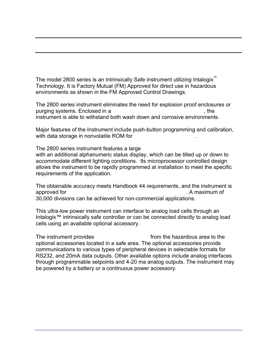 Description | Fairbanks 2800 Series Intrinsically Safe Instrument User Manual | Page 7 / 73