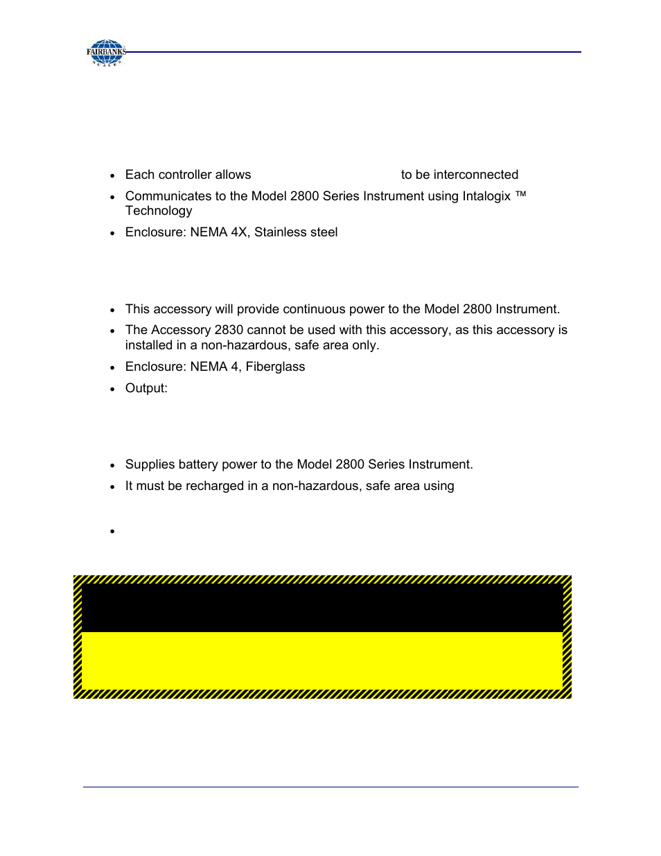 Accessories | Fairbanks 2800 Series Intrinsically Safe Instrument User Manual | Page 9 / 73