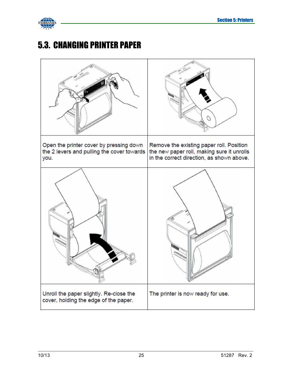 Changing printer paper | Fairbanks 4100 SERIES Pallet Weigh Plus User Manual | Page 25 / 30