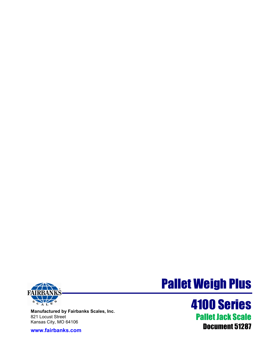 Pallet weigh plus 4100 series, Pallet jack scale | Fairbanks 4100 SERIES Pallet Weigh Plus User Manual | Page 30 / 30