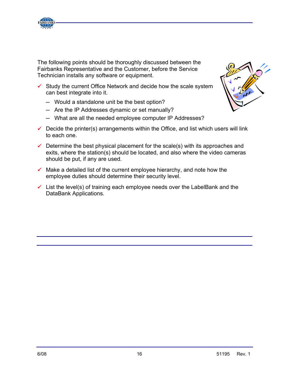 Pre-installation checklist | Fairbanks LabelBank/DataBank Application For the FB3000 Series Programmers Manuals User Manual | Page 16 / 110