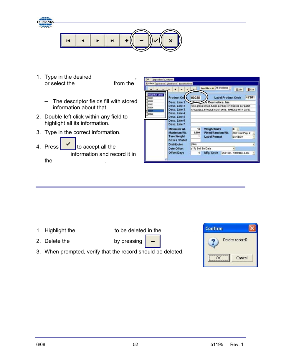 Changing product information, Deleting a product, Permanent | Fairbanks LabelBank/DataBank Application For the FB3000 Series Programmers Manuals User Manual | Page 52 / 110