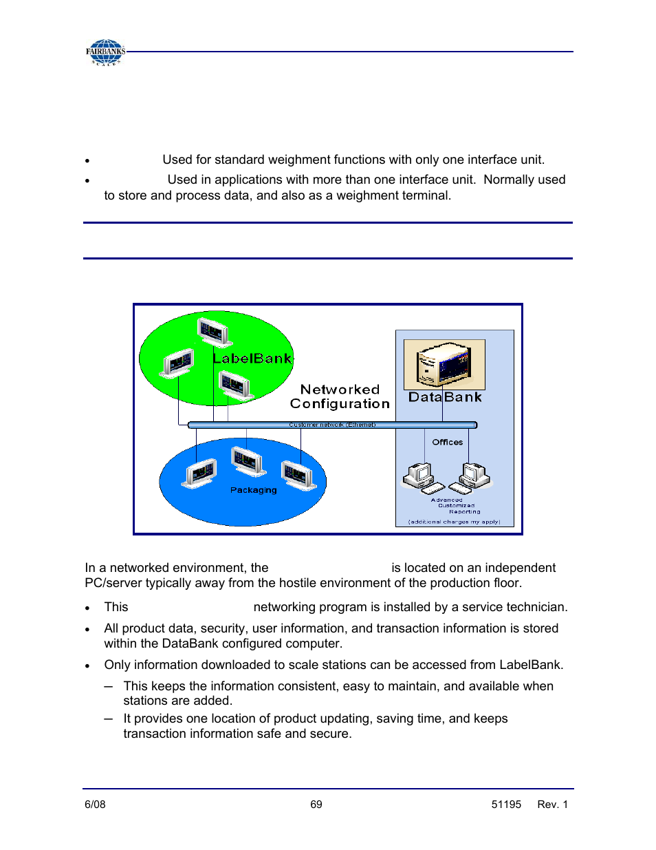 Networking stations to a databank server, Client, Server | Fairbanks LabelBank/DataBank Application For the FB3000 Series Programmers Manuals User Manual | Page 69 / 110