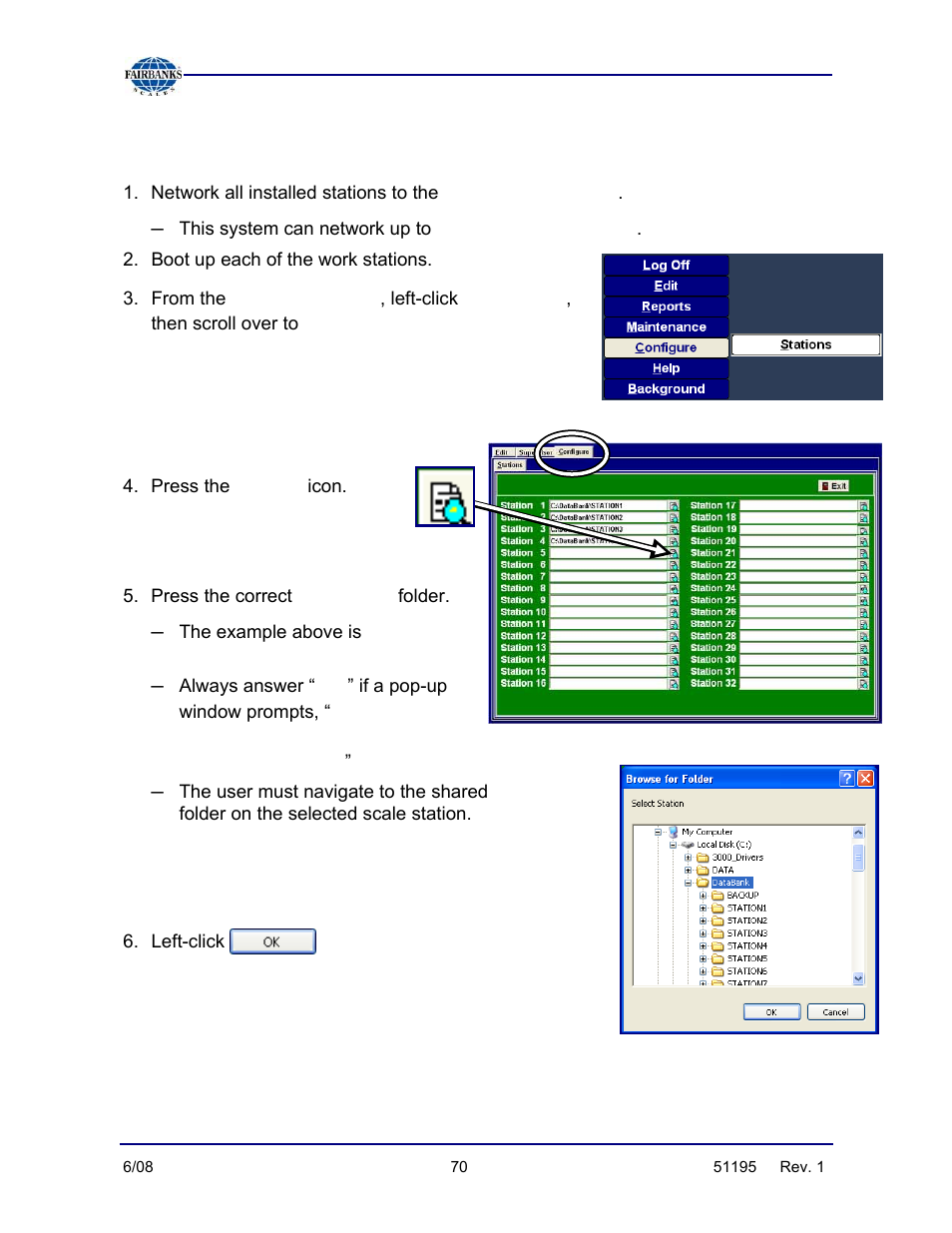 Setting up a multi-station network, Databank server, Configure | Stations, Folder, Station, Station5, Data | Fairbanks LabelBank/DataBank Application For the FB3000 Series Programmers Manuals User Manual | Page 70 / 110