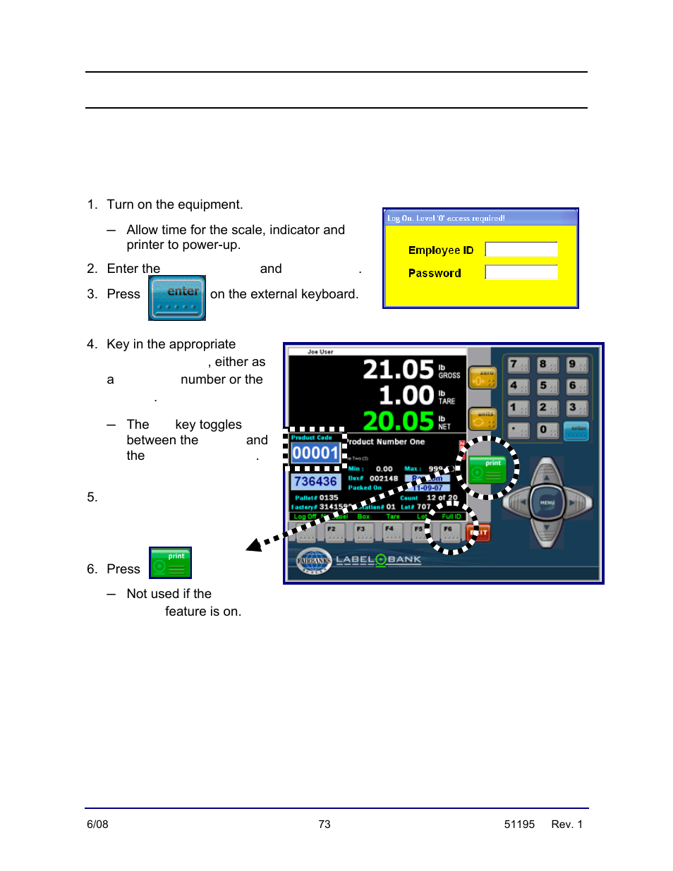 Booting up & using the barcode application | Fairbanks LabelBank/DataBank Application For the FB3000 Series Programmers Manuals User Manual | Page 73 / 110