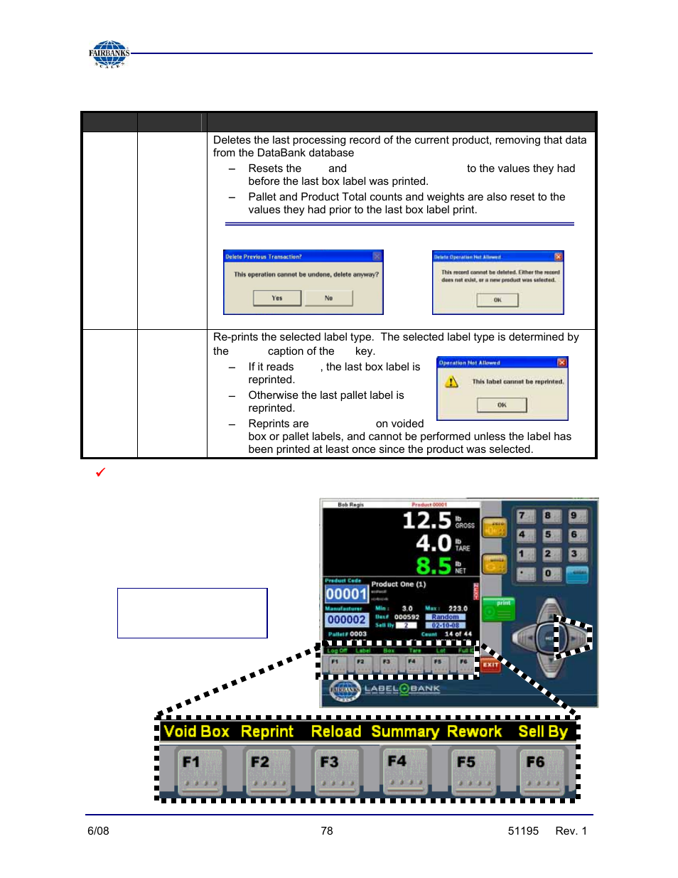 Defining the function keys, continued | Fairbanks LabelBank/DataBank Application For the FB3000 Series Programmers Manuals User Manual | Page 78 / 110