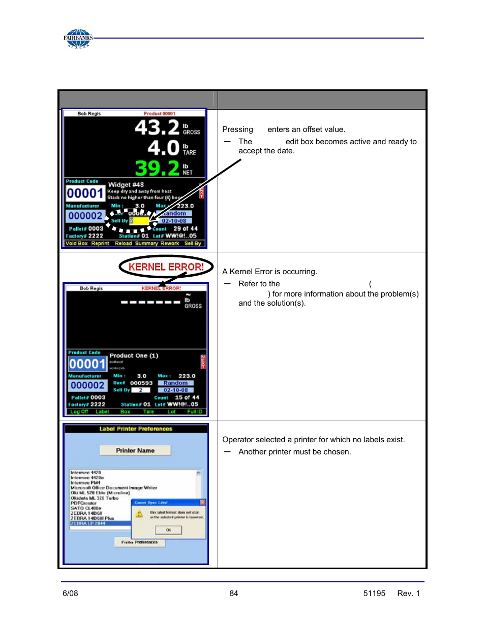 Messages & pop-up windows, continued | Fairbanks LabelBank/DataBank Application For the FB3000 Series Programmers Manuals User Manual | Page 84 / 110