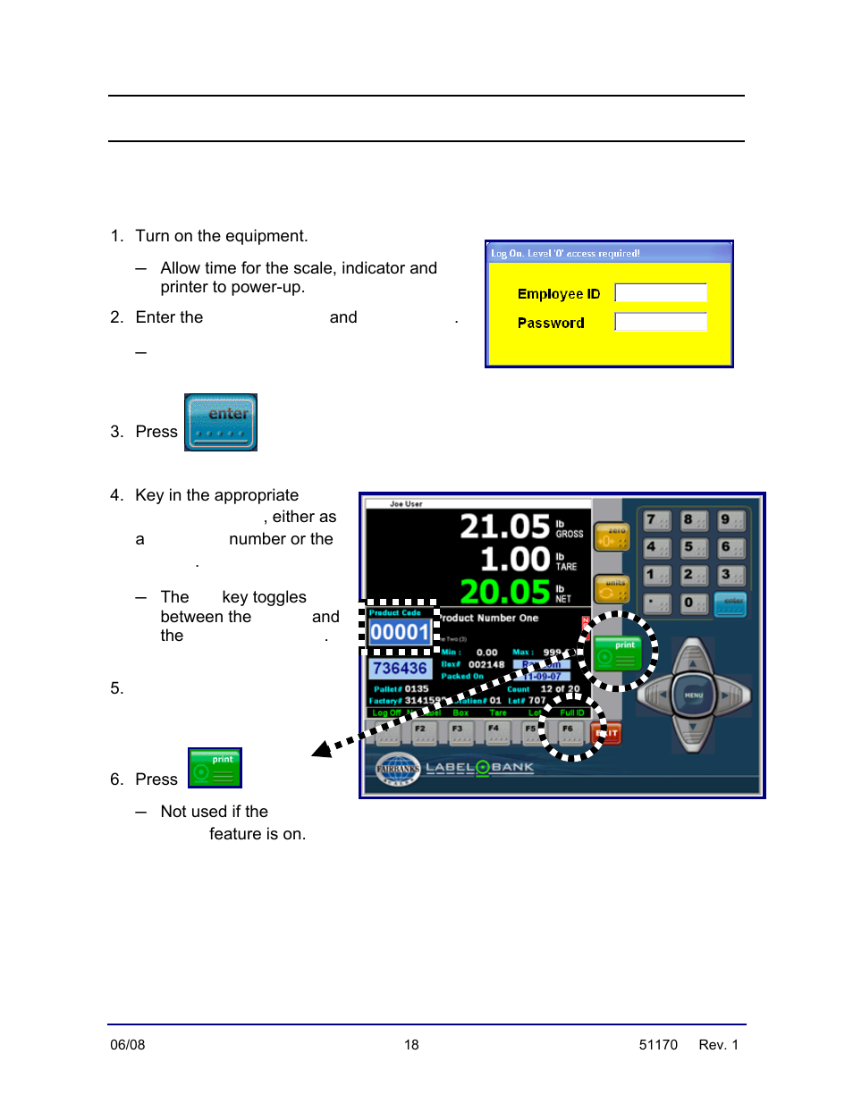 Booting up & using the barcode application | Fairbanks LabelBank Barcode Application For the FB3000 Series Operators Manuals User Manual | Page 18 / 48