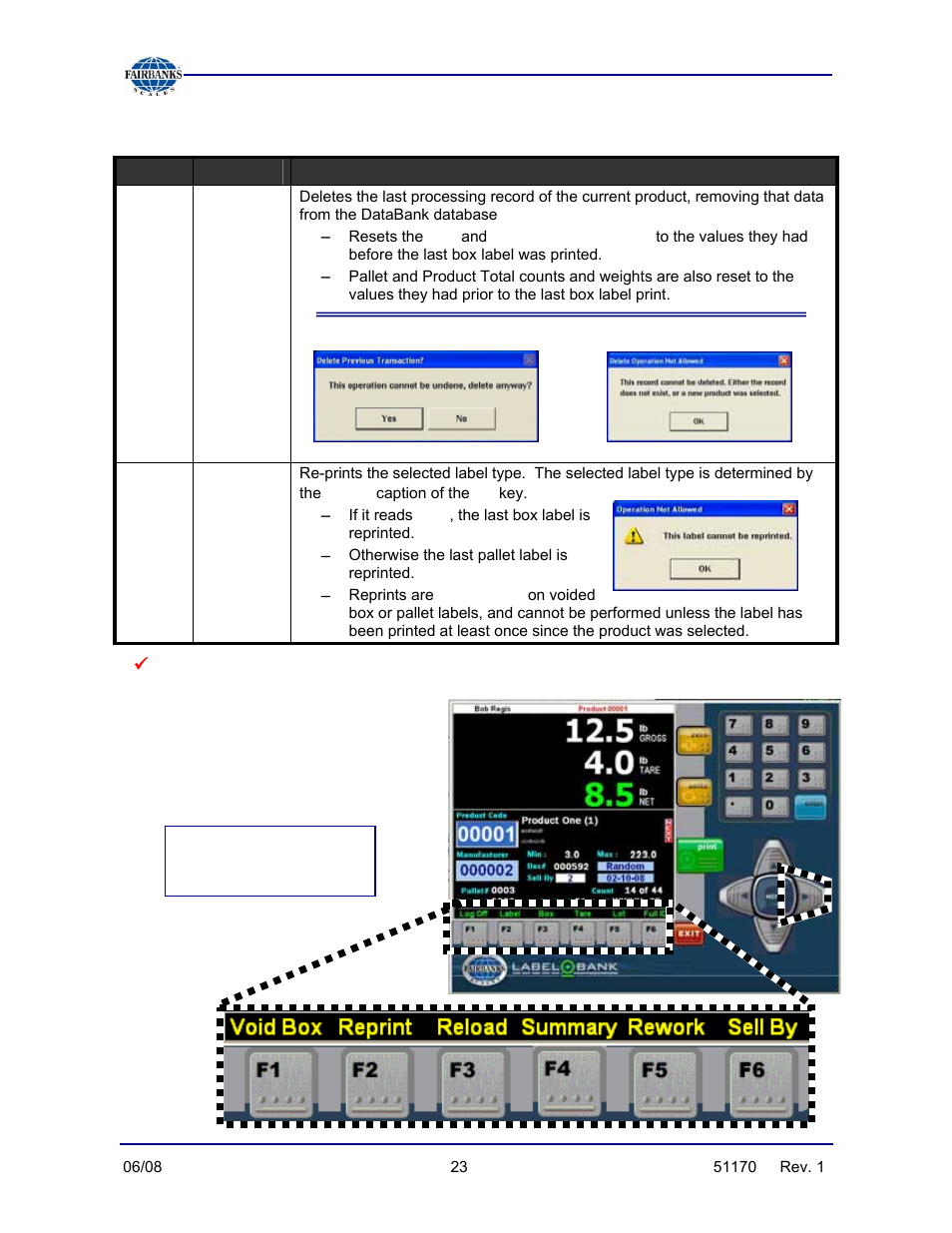 Defining the function keys, continued | Fairbanks LabelBank Barcode Application For the FB3000 Series Operators Manuals User Manual | Page 23 / 48