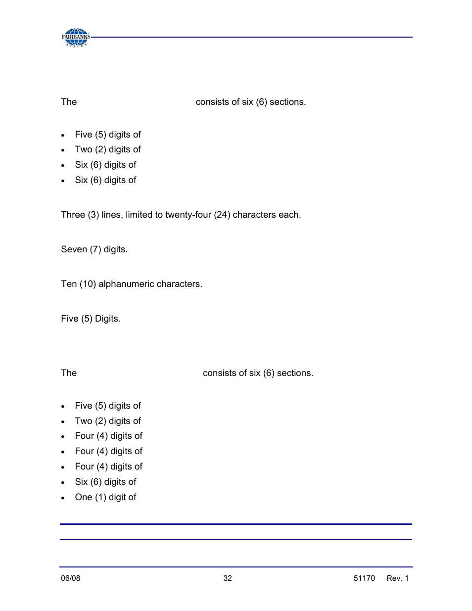 What is control label format, Single interleaved 2 of 5 barcode, Product description data | Factory number, Lot number, Product code, Weight & units data, Appendix ii | Fairbanks LabelBank Barcode Application For the FB3000 Series Operators Manuals User Manual | Page 32 / 48