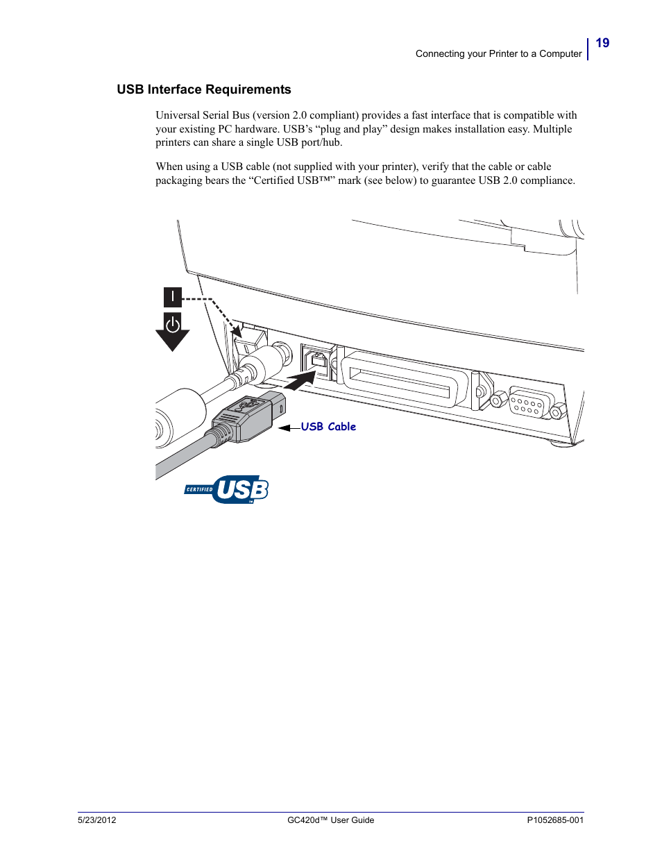 Usb interface requirements | Fairbanks Zebra GC420d User Manual | Page 31 / 100