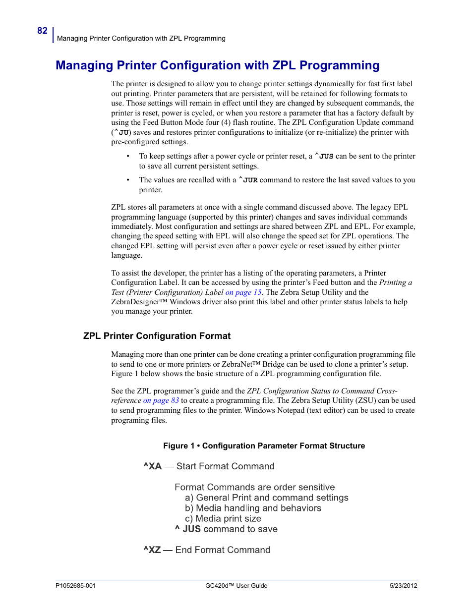 Zpl printer configuration format | Fairbanks Zebra GC420d User Manual | Page 94 / 100