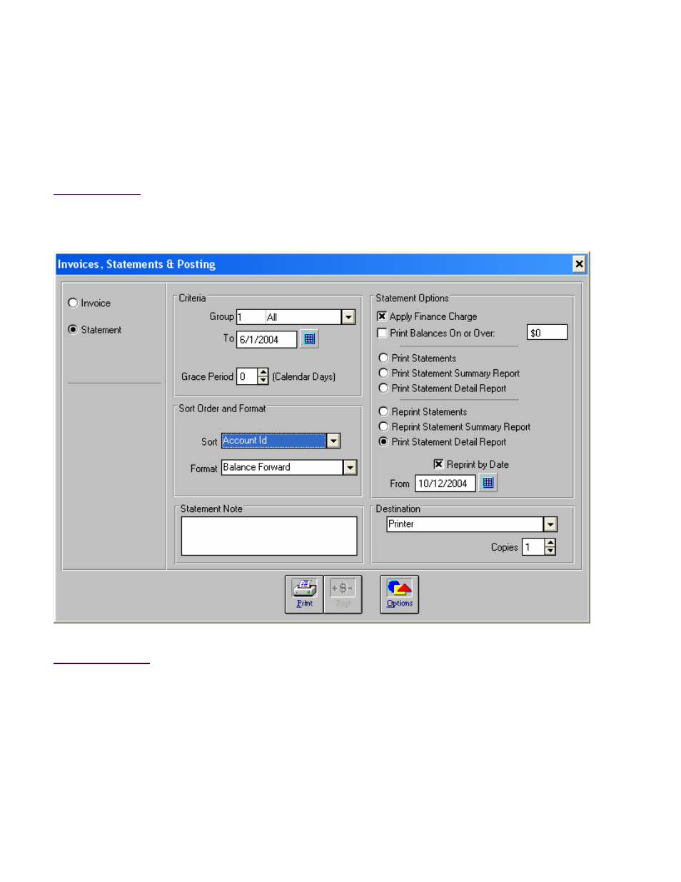 Invoices and statements, Statement screen | Fairbanks InterAct FB3000 Series User Manual | Page 170 / 232