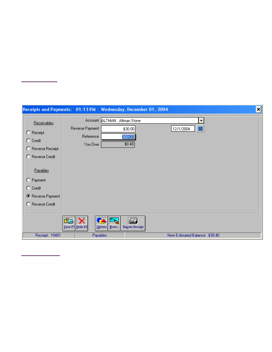 Receipts & payments, Reverse payment screen (payables) | Fairbanks InterAct FB3000 Series User Manual | Page 192 / 232