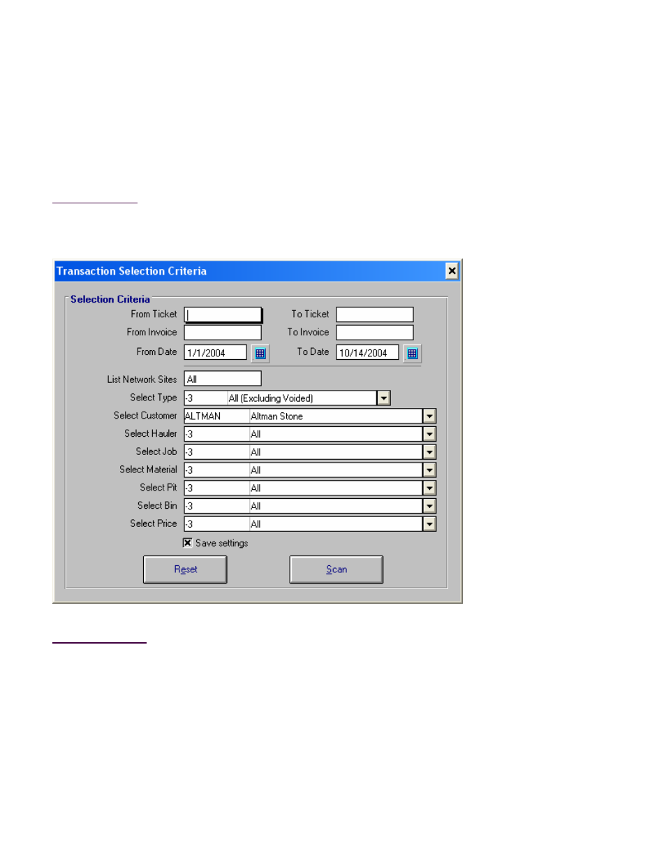 Quick scan, Selection criteria screen | Fairbanks InterAct FB3000 Series User Manual | Page 196 / 232