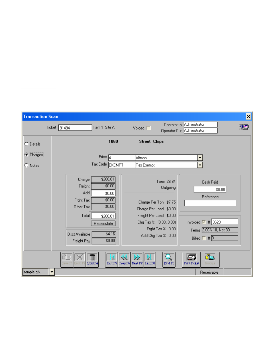 Quick scan, Transaction charges screen | Fairbanks InterAct FB3000 Series User Manual | Page 204 / 232