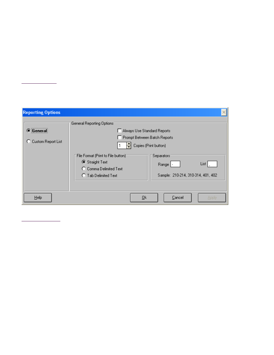 Report options, General screen | Fairbanks InterAct FB3000 Series User Manual | Page 212 / 232