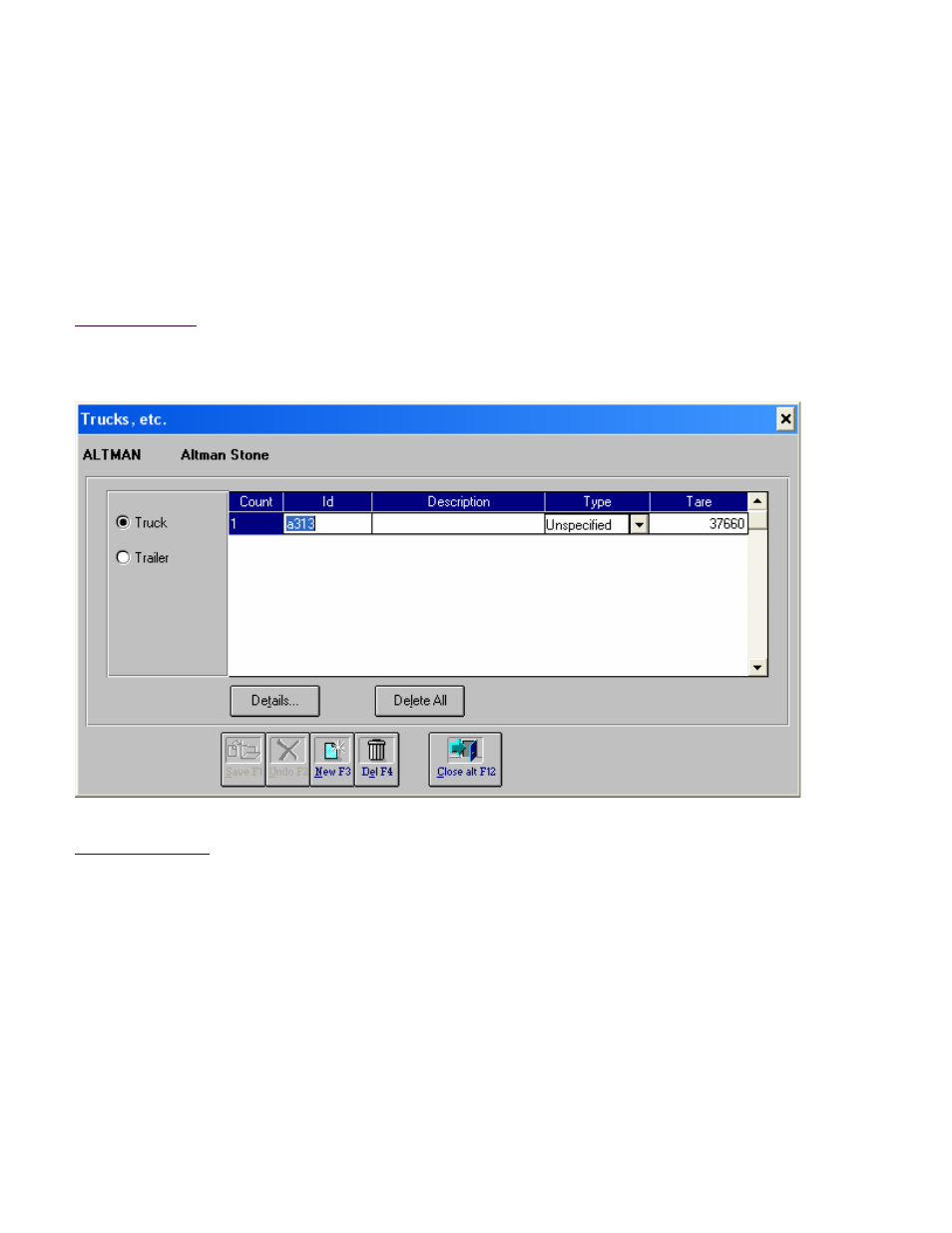 Account table, Truck list screen | Fairbanks InterAct FB3000 Series User Manual | Page 30 / 232