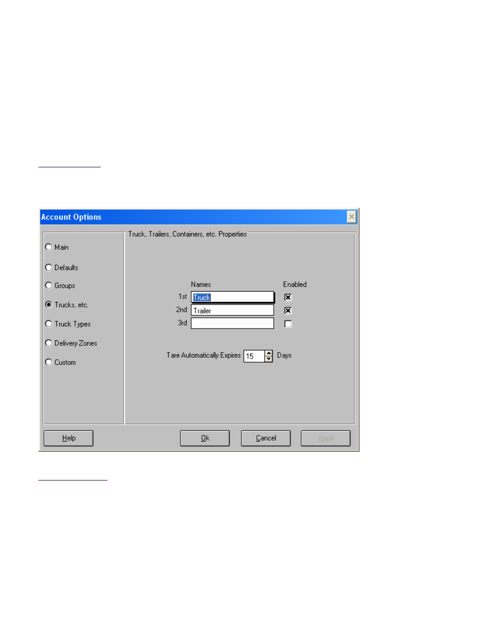 Account options, Trucks, etc. screen | Fairbanks InterAct FB3000 Series User Manual | Page 48 / 232