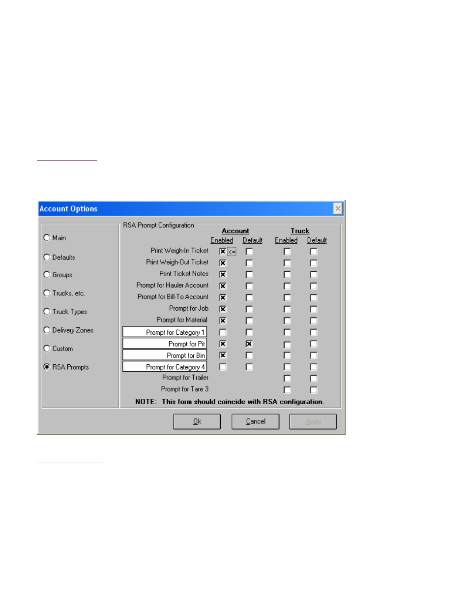 Account options, Rsa prompts screen | Fairbanks InterAct FB3000 Series User Manual | Page 55 / 232