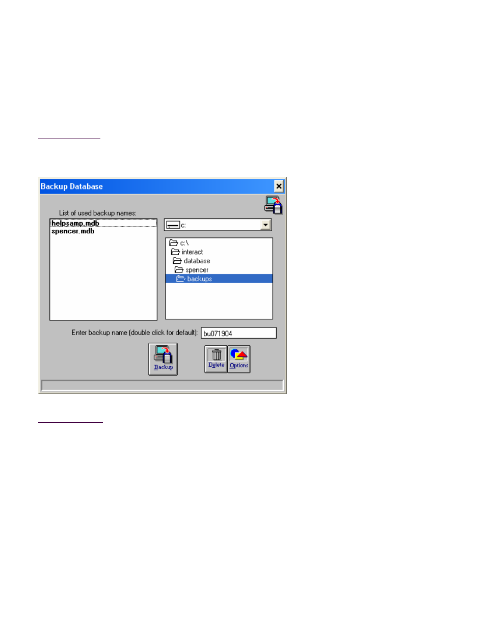 Utilities, Backup database | Fairbanks InterAct FB3000 Series User Manual | Page 71 / 232