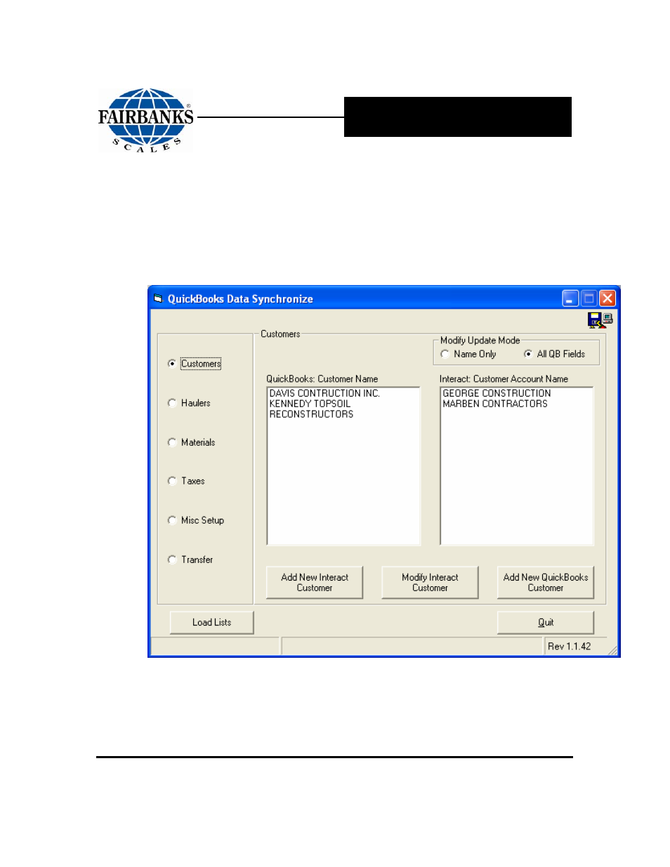 Fairbanks Interact QuickBooks Interface Module User Manual | 30 pages