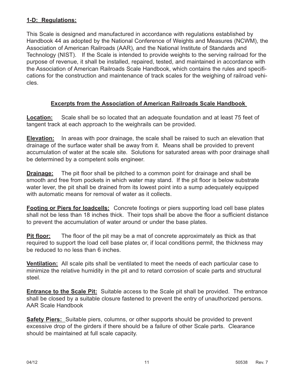 Fairbanks 12-1492 - 12-1496 A.A.R. Combination Railroad Track/MTS User Manual | Page 11 / 59