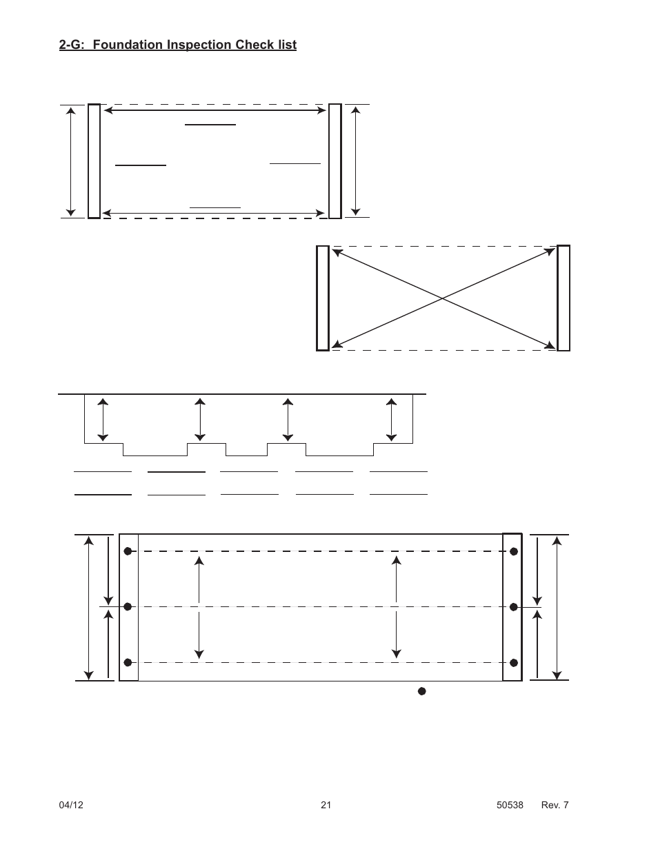 Length & width check diagonal measurements check, Pier height check | Fairbanks 12-1492 - 12-1496 A.A.R. Combination Railroad Track/MTS User Manual | Page 21 / 59