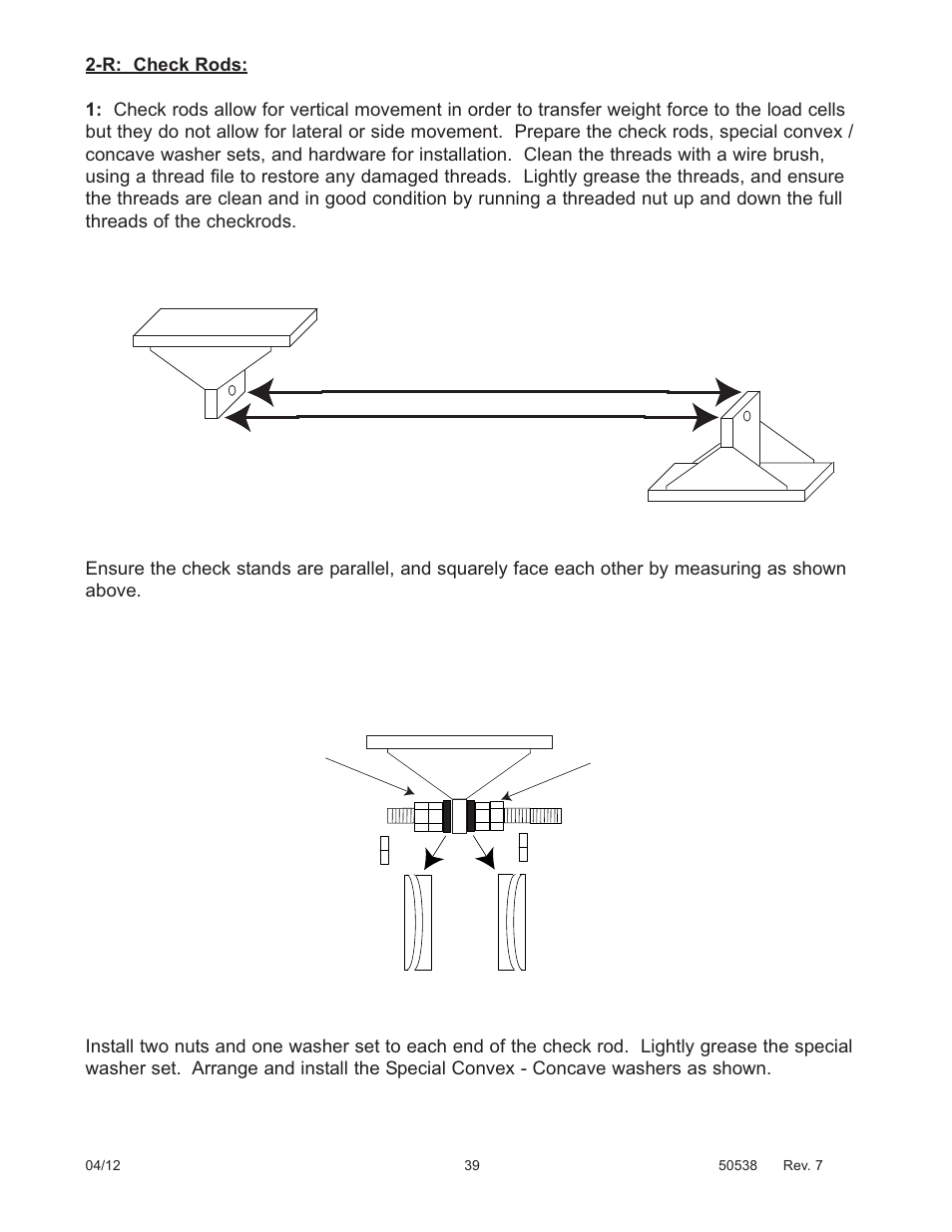 Weighbridge check stand pier check stand | Fairbanks 12-1492 - 12-1496 A.A.R. Combination Railroad Track/MTS User Manual | Page 39 / 59