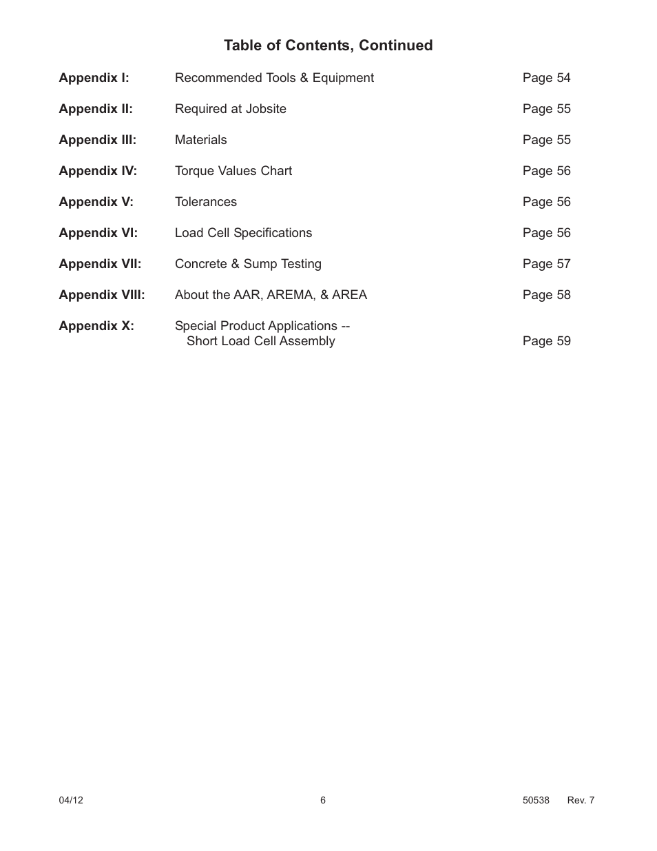 Fairbanks 12-1492 - 12-1496 A.A.R. Combination Railroad Track/MTS User Manual | Page 6 / 59