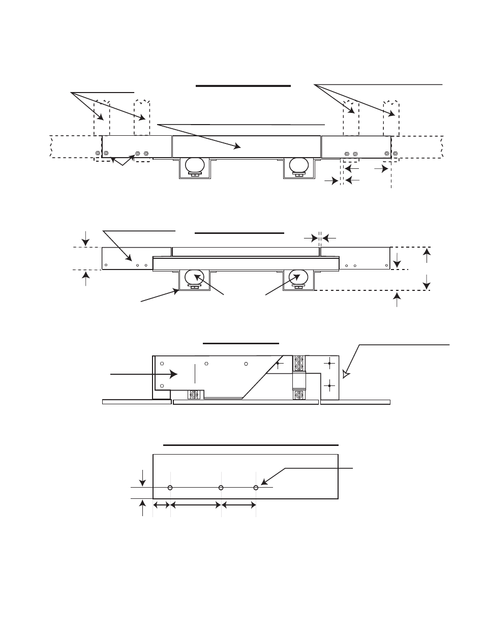 Front view rear view, Top view, Approach rail view | Fairbanks 5260 Series Unirail User Manual | Page 11 / 18