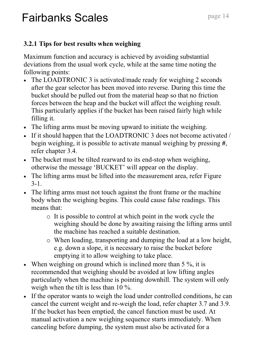 Fairbanks scales | Fairbanks LoadTronic 3 - Loader Weighing System User Manual | Page 14 / 51