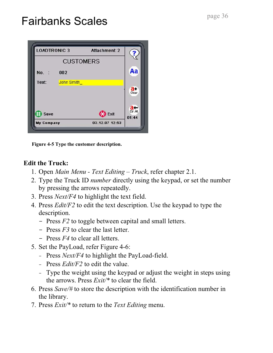Fairbanks scales | Fairbanks LoadTronic 3 - Loader Weighing System User Manual | Page 36 / 51