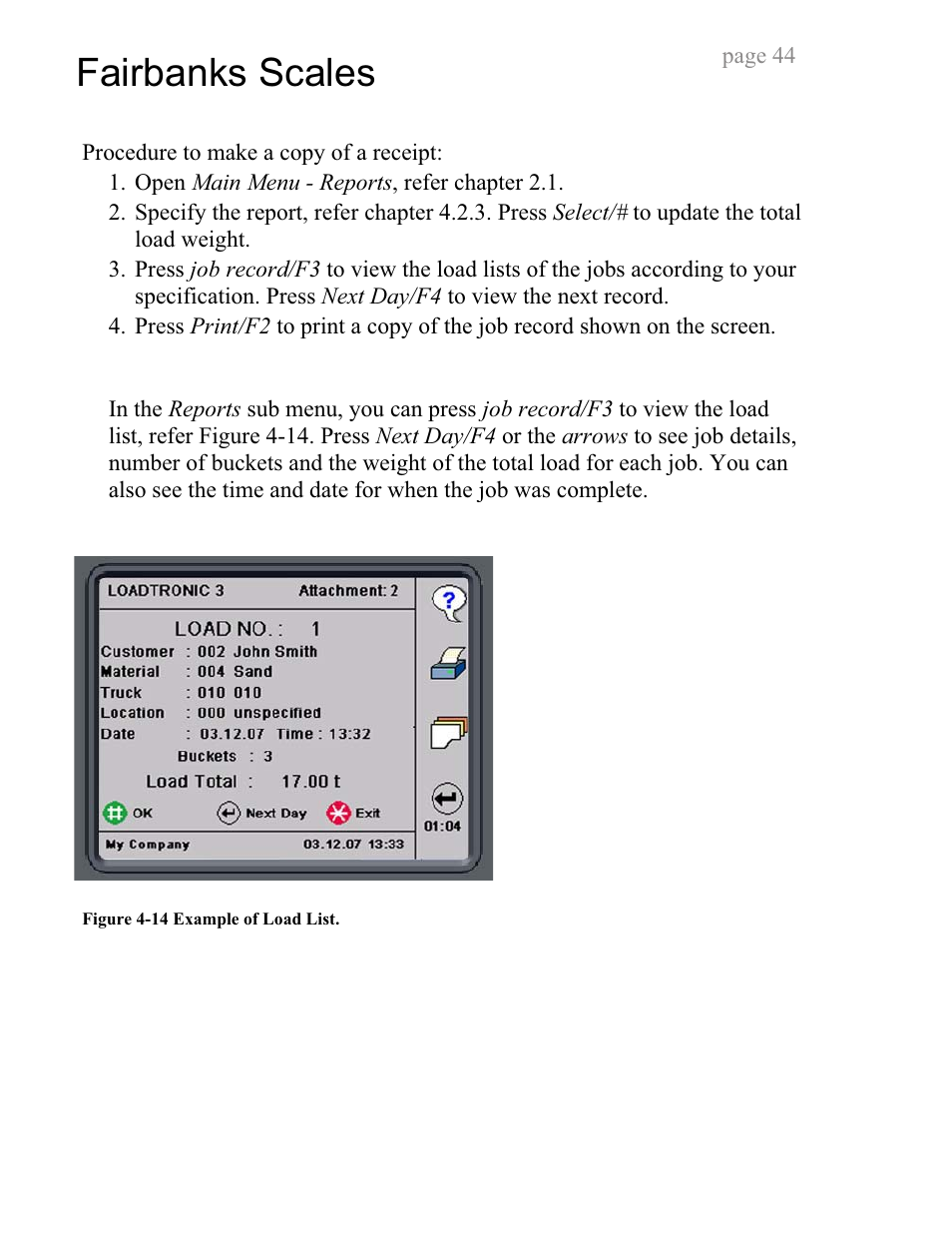 Fairbanks scales | Fairbanks LoadTronic 3 - Loader Weighing System User Manual | Page 44 / 51