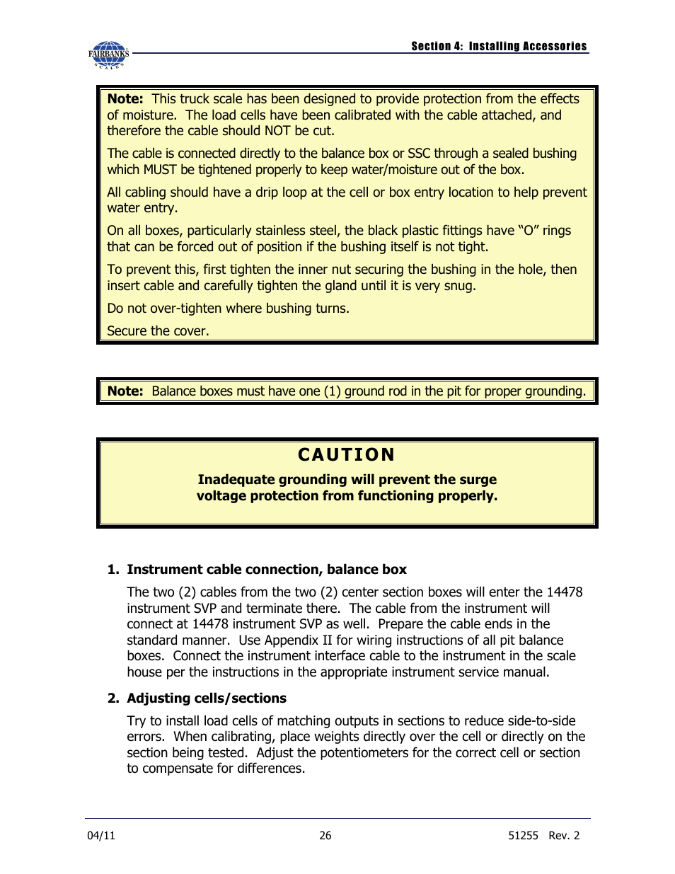 C a ution | Fairbanks Trident Precast Concrete Deck Truck Scale User Manual | Page 26 / 40