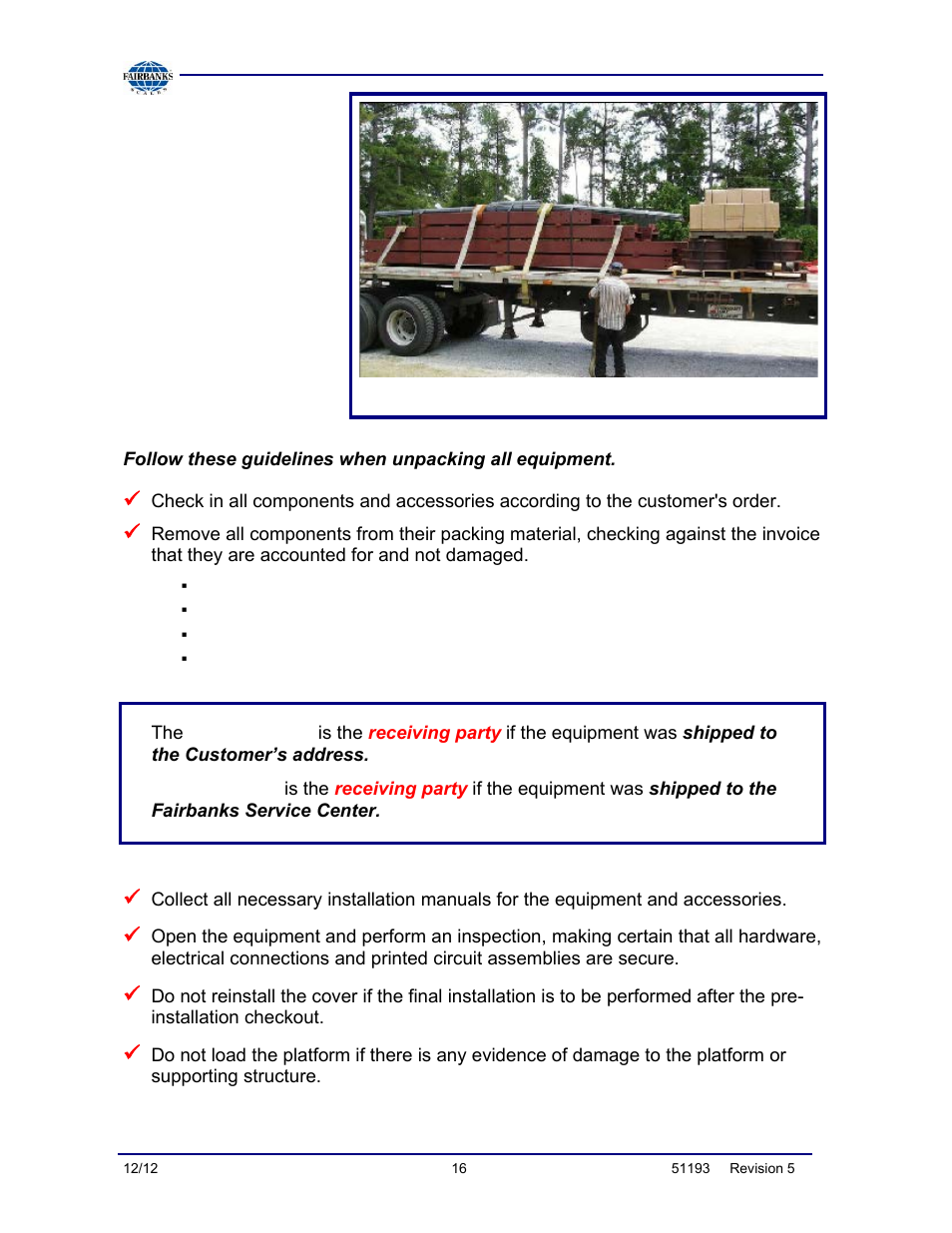 Unpacking | Fairbanks Tundra Series Truck Scale User Manual | Page 16 / 55